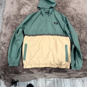 Billabong Green and Tan Windbreaker Jacket